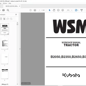 Kubota Tractor B2050,B2350,B2650,B3150 Workshop Manual - PDF DOWNLOAD