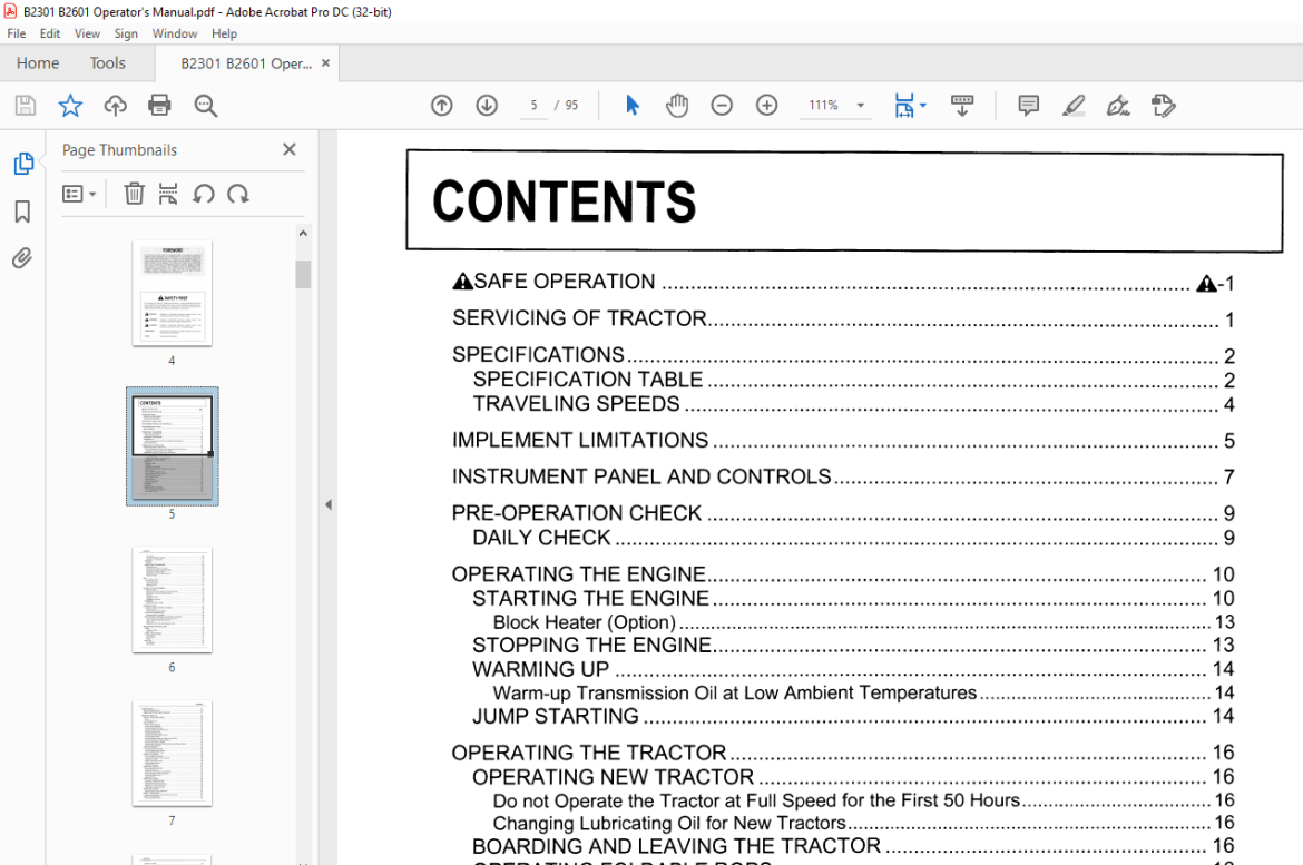 Kubota Tractor B2301 B2601 Operator's Manual - PDF DOWNLOAD ...