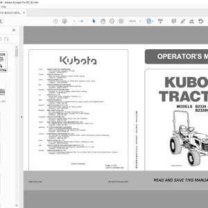 Kubota Tractor B2320 B2620 B2920 B2320 Narrow Operator's Manual - PDF DOWNLOAD