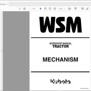 Kubota Tractor Diesel Engine Mechanism Workshop Manual - PDF DOWNLOAD