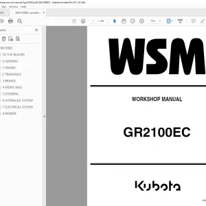 Kubota Tractor GR2100EC Workshop Manual - PDF DOWNLOAD