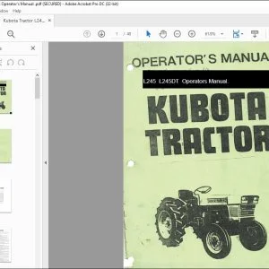 Kubota Tractor L245 L245DR Operator's Manual - PDF DOWNLOAD