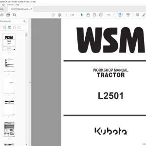 Kubota Tractor L2501 Workshop Manual - PDF DOWNLOAD