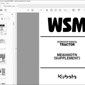Kubota Tractor ME8200DTN Supplement Workshop Manual - PDF DOWNLOAD