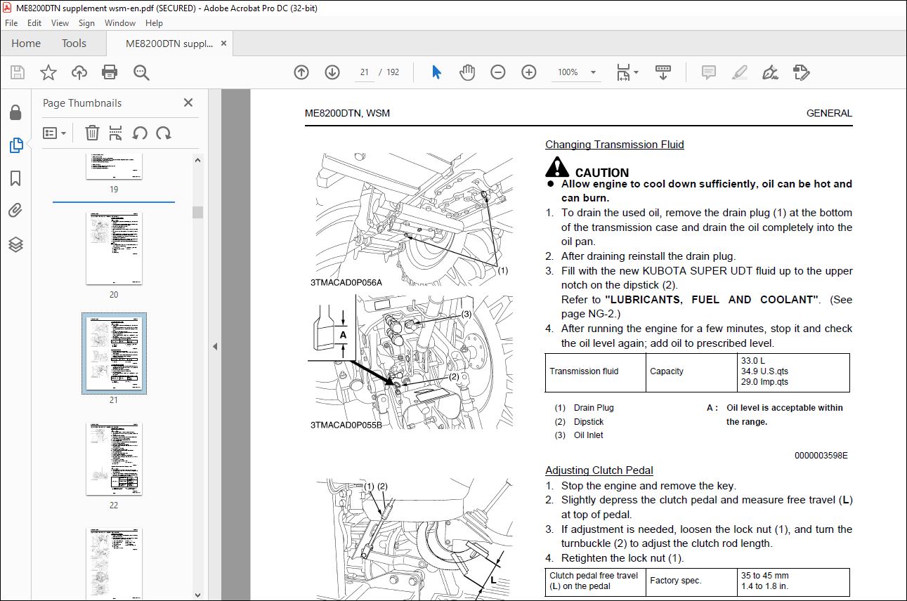 Kubota Tractor ME8200DTN Supplement Workshop Manual - PDF DOWNLOAD ...