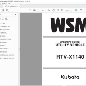 Kubota Tractor UTILITY VEHICLE RTV-X1140 WORKSHOP MANUAL - PDF DOWNLOAD