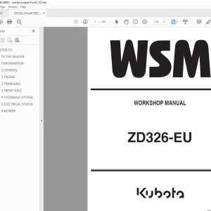 Kubota Tractor ZD326-EU Workshop Manual - PDF DOWNLOAD
