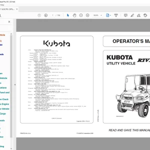 Kubota Utility Vehicle RTV 1140CPX Operator's Manual - PDF DOWNLOAD