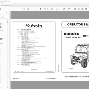 Kubota Utility Vehicle RTV-X1100C Operator's Manual - PDF DOWNLOAD