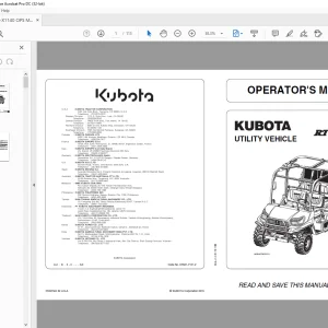 Kubota Utility Vehicle RTV-X1140 Operator's Manual - PDF DOWNLOAD