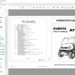 Kubota Utility Vehicle RTV500 Operator's Manual - PDF DOWNLOAD