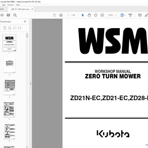 Kubota ZD21N-EC ZD21-EC ZD28-EC Zero Turn Mower Workshop Manual - PDF DOWNLOAD
