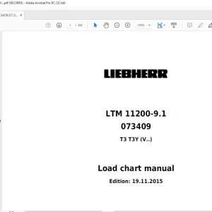 LIEBHERR LTM 11200-9.1 Load chart Manual 073409 T3 T3Y (V..) - PDF DOWNLOAD