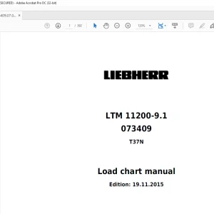 LIEBHERR LTM 11200-9.1 Load chart Manual 073409 T37N 0 - PDF DOWNLOAD