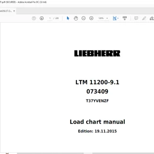 LIEBHERR LTM 11200-9.1 Load chart Manual 073409 T7YVEV2NZF  - PDF DOWNLOAD