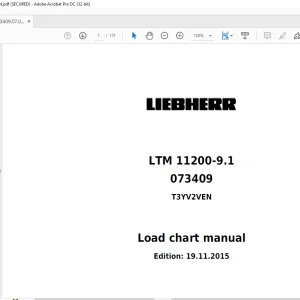 LIEBHERR LTM 11200-9.1 Load chart Manual 073409 T3YV2VEN  - PDF DOWNLOAD