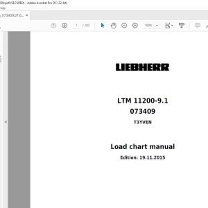 LIEBHERR LTM 11200-9.1 Load chart Manual 073409 T3YVEN - PDF DOWNLOAD