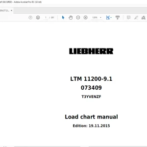 LIEBHERR LTM 11200-9.1 Load chart Manual 073409 T3YVENZF  - PDF DOWNLOAD