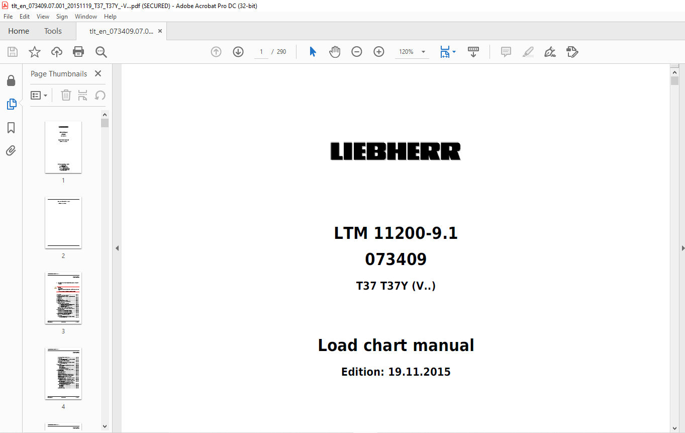 LIEBHERR LTM 11200-9.1 Load Chart Manual T37 T37Y (V..) - PDF DOWNLOAD ...