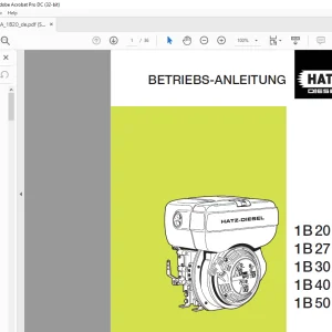 Liebherr 1B20 1B27 1B30 1B40 1B50 Hatz-Diesel BETRIEBS-ANLEITUNG - PDF DOWNLOAD (GERMAN)