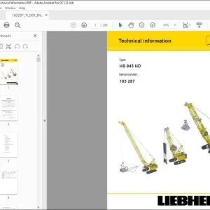 Liebherr Crane HS 843 HD Technical Information Manual SN 183287 - PDF DOWNLOAD