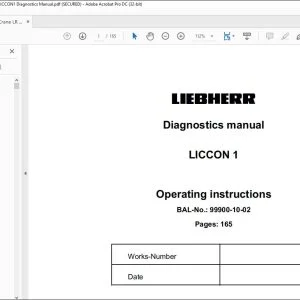 Liebherr Crane LR 1750 LICCON 1 Operating Instruction Diagnostics Manual 99900-10-02 - PDF DOWNLOAD