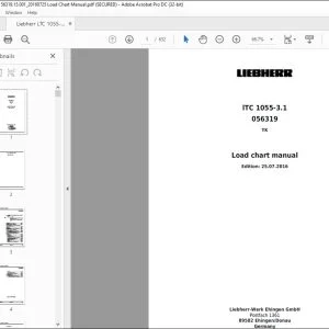 Liebherr Crane LTC 1055-3.1 Load chart Manual 056319 - PDF DOWNLOAD