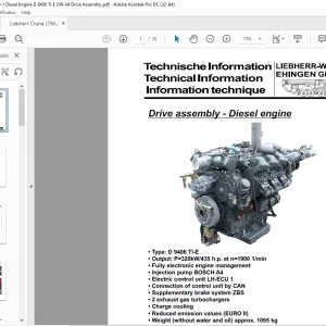 Liebherr Crane LTM 1080-1 Carrier Diesel Engine Technical Information Manual - PDF DOWNLOAD