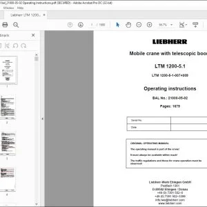 Liebherr Crane LTM 1200-5.1 Mobile crane with telescopic boom Operating Instruction Manual - PDF DOWNLOAD