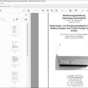 Liebherr Crane UL30Li Battery Charger & Trickle-Charger Operating Instruction Manual - PDF DOWNLOAD