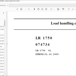Liebherr Crawler Crane LR 1750 SL Load Handling Chart book Manual 074734 - PDF DOWNLOAD