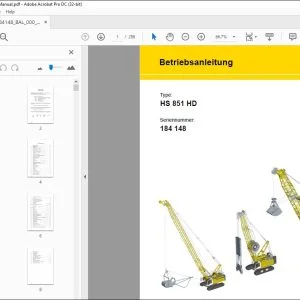 Liebherr HS 851 HD Betriebsanleitung SN 184148 - PDF DOWNLOAD (German)