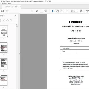 Liebherr LTC 1055-3.1 Driving with the Equipment in Place Operating Instructions Manual 214311-02-02 - PDF DOWNLOAD