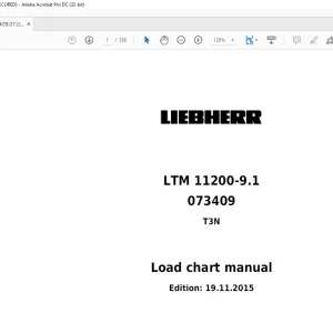 Liebherr LTM 11200-9.1 Load chart Manual 073409 T3N -  PDF DOWNLOAD