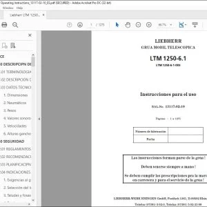 Liebherr LTM 1250-6.1 Instrucciones Para el uso 13117-02-10 - PDF DOWNLOAD (Spanish)