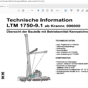 Liebherr Mobile Crane LTM 1750-9.1 Technical Information Manual -  PDF DOWNLOAD