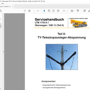 Liebherr Mobile Crane LTM 1750-9.1 Oberwagen OW 13 ServiceHandbuch DE - PDF DOWNLOAD