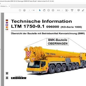 Liebherr Mobile Crane LTM 1750-9.1 Technical Information BMK OW-02 Oberwagen 096000 KD Series 1000 DE - PDF DOWNLOAD (German)