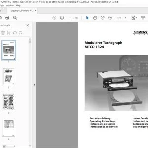 Liebherr Siemens VDO Modularer Tachograph MTCO 1324 Operating Instruction Manual DE_EN_FR_IT_NL_PT_ES_DA - PDF DOWNLOAD