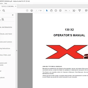 Linkbelt 130 X2 Excavator Operator's Manual - PDF DOWNLOAD