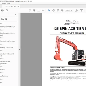 Linkbelt 135 Spin Ace Tier III Operator’s Manual (1207) - PDF DOWNLOAD