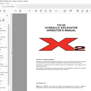 Linkbelt 210 X2 Hydraulic Excavator Operator's Manual - PDF DOWNLOAD