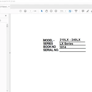 Linkbelt 210LX - 240LX Excavator Operator's Manual (1014) - PDF DOWNLOAD