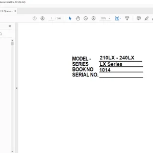 Linkbelt 210LX - 240LX Excavator Operator's Manual - PDF DOWNLOAD