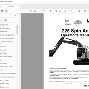 Linkbelt 225 Spin Ace Operator's Manual (1054) - PDF DOWNLOAD