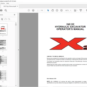 Linkbelt 240-X2 Hydraulic Excavator Operator's Manual - PDF DOWNLOAD