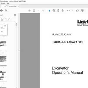 Linkbelt 240X2-MH Hydraulic Excavator Operator's Manual - PDF DOWNLOAD