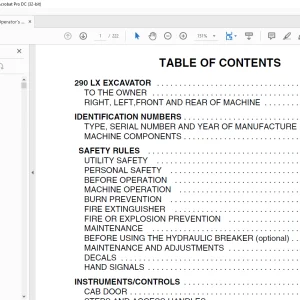 Linkbelt 290 LX Excavator Operator's Manual - PDF DOWNLOAD