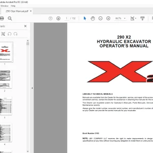 Linkbelt 290 X2 Hydraulic Excavator Operator’s Manual (2103) - PDF DOWNLOAD