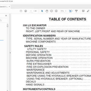 Linkbelt 330 LX Excavator Operator's Manual - PDF DOWNLOAD